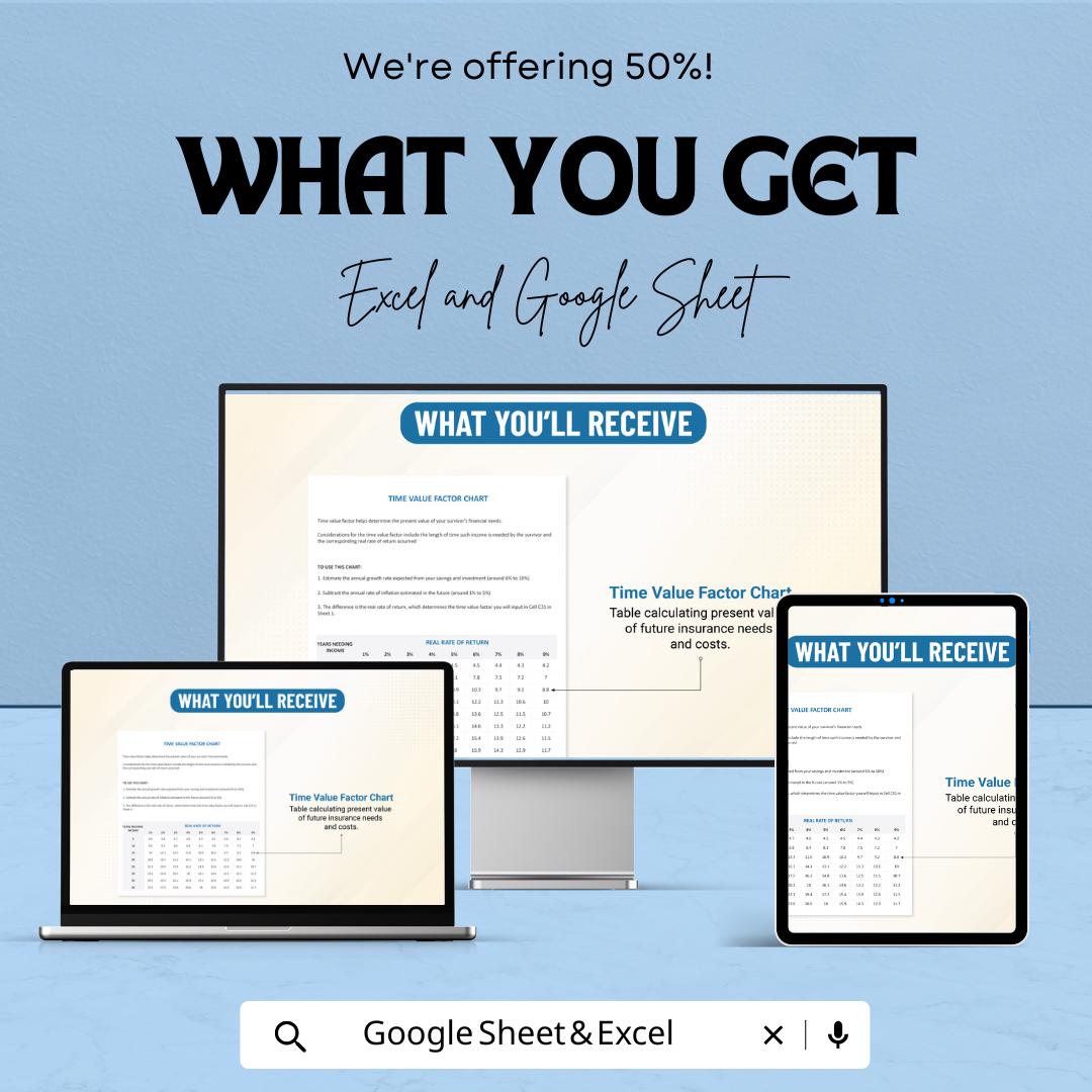 Insurance Needs Analysis Sheet - Excel & Google Sheets Template for Tailored Insurance Solutions - Comprehensive Coverage Planner