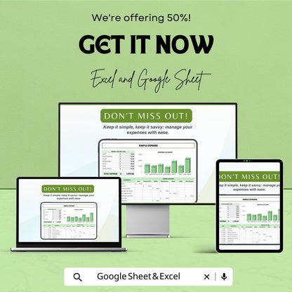 Simple Expense Tracker Sheet | Budget Planner Excel & Google Sheet | Monthly Finance Tracker | Digital Expense Log