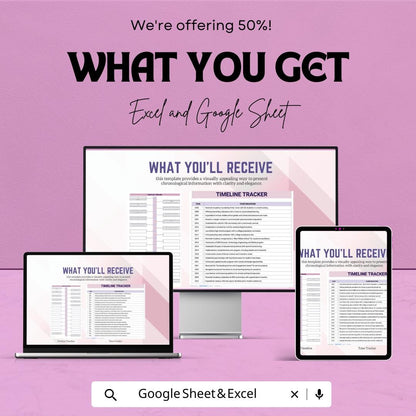 Vertical Timeline Template | Excel & Google Sheet | Project Milestone Tracker | Chronological Event Planner | Editable Layout