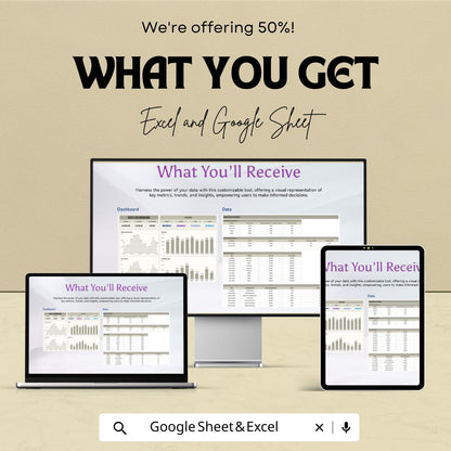 Data Dashboard Template | Business KPI Tracker | Analytics Report Template | Sales & Marketing Metrics Dashboard