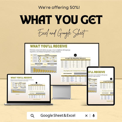 Pay Equity and Transparency Analyzer HR Template | Salary Analysis Dashboard | Equal Pay Compliance Tool | Excel & Google Sheets