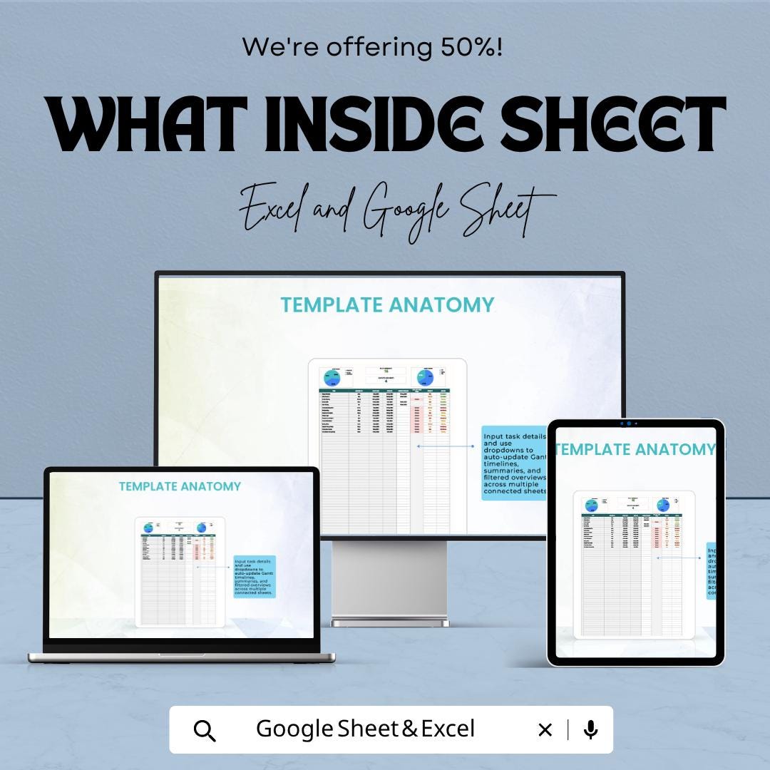 Task Assignment Tracker Template Excel | Team Task Manager Spreadsheet | Project Task Tracker with Gantt Chart | Google Sheets Planner
