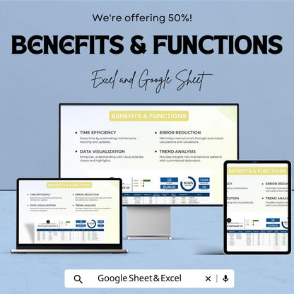 Startup Equipment Maintenance Log Template | Excel & Google Sheets | Equipment Tracking Spreadsheet | Maintenance Record System