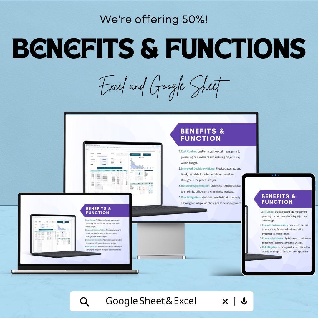 Finance Project Costing and Analysis Template | Excel and Google Sheets | Project Budget Tracker | Cost Control & Analysis Spreadsheet