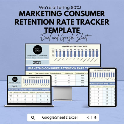 Marketing Consumer Retention Rate Tracker Template |  Customer Loyalty Analytics Spreadsheet