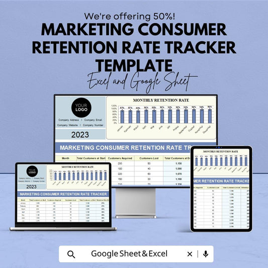 Marketing Consumer Retention Rate Tracker Template |  Customer Loyalty Analytics Spreadsheet