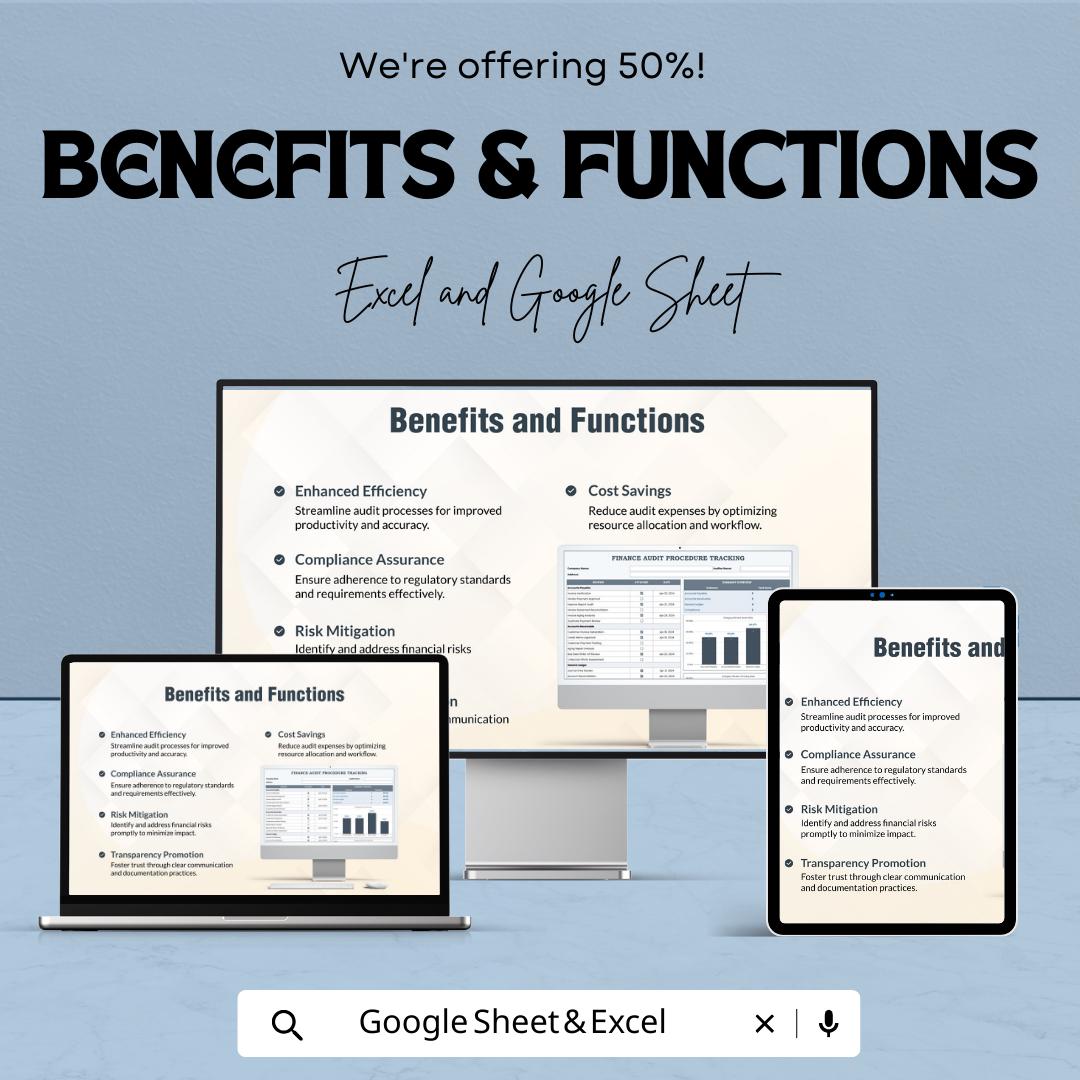 Finance Audit Procedure Tracking Template, Excel & Google Sheets, Financial Audit Checklist, Accounting Audit Log, Compliance Tracker