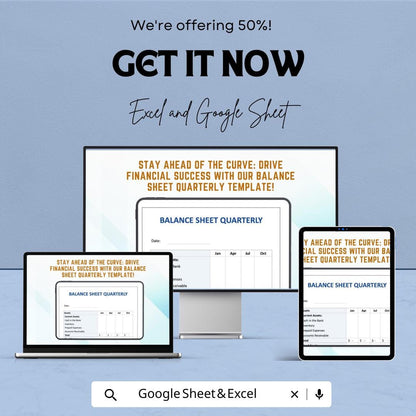 Balance Sheet Quarterly Template | Financial Statement Template | Business Finance Tracker | Quarterly Reporting Sheet | Accounting Template
