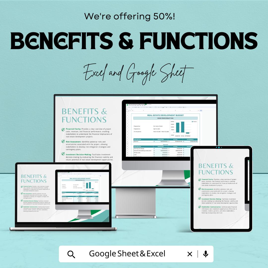 Real Estate Development Budget Template | Excel & Google Sheets | Property Development Budget Planner | Investment Cost Tracker