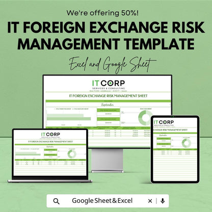 IT Foreign Exchange Risk Management Template , FX Risk Tracker Spreadsheet, Currency Exchange Dashboard, Finance Risk Analysis Sheet