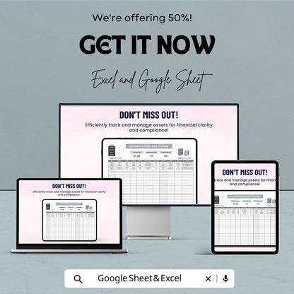 Accounting Fixed Asset Tracking Template | Asset Registry and Depreciation Sheet | Asset Management Log | Maintenance & Location Tracker