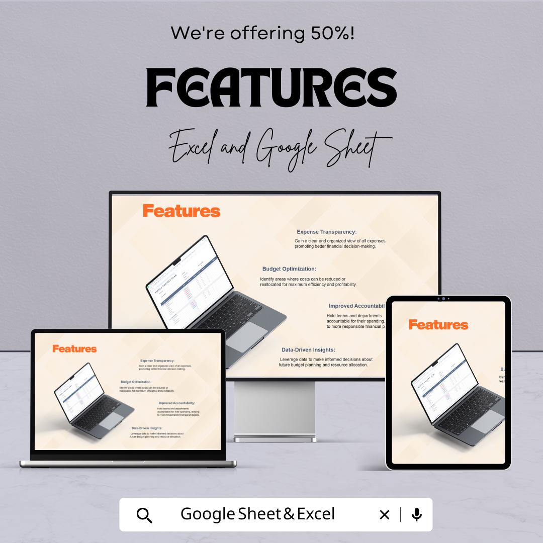 Simple Project Plan Sheet | Excel and Google Sheets Template | Project Management Planner | Task Tracker | Milestone & Budget Planner |