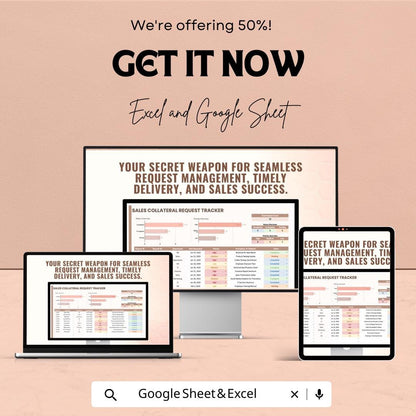 Sales Collateral Request Tracker Sheet | Sales Collateral Management | Excel & Google Sheets | Efficient Request Tracking Template