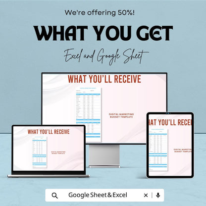 Digital Marketing Budget Template | Marketing Budget Spreadsheet | Small Business Budget Planner | Ad Spend Tracker | Expense Tracking Sheet
