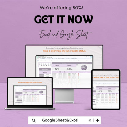 Project Tracker Template | Excel & Google Sheets | Project Management Spreadsheet | Task Tracker Dashboard | Budget Planner | Work Organizer