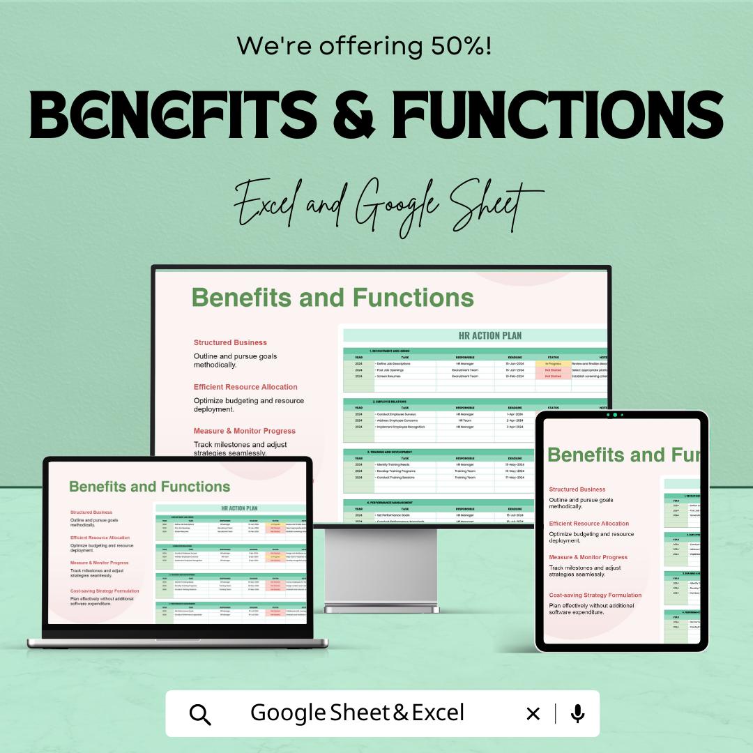 HR Action Plan Template | HR Strategy Planner | Human Resources Planning Spreadsheet | Excel & Google Sheets Workforce Management Tool
