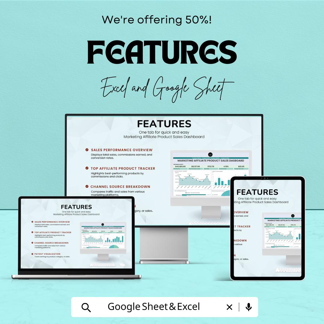 Marketing Affiliate Sales Dashboard | Track Affiliate Revenue & Performance | Digital Download | Affiliate Marketing Dashboard Template