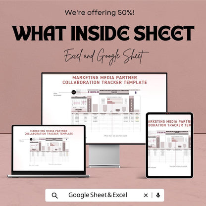 Marketing Media Partner Collaboration Tracker Template | Excel & Google Sheets | Campaign Partnership Manager | Media Tracking Spreadsheet