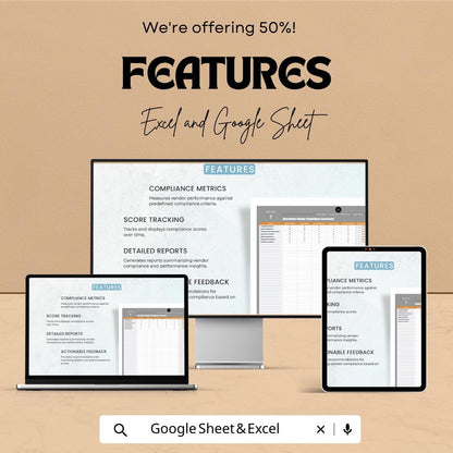 Operations Vendor Compliance Scorecard Template, Vendor Performance Tracker, Supplier Evaluation Spreadsheet, Compliance Scorecard