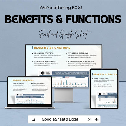 Startup Capital Expenditure Budget Sheet - Excel & Google Sheets for Effective Capital Management