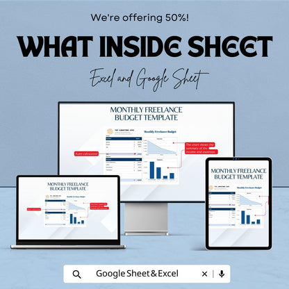 Monthly Freelance Budget Template,  Freelancer Income & Expense Tracker, Self Employed Budget, Small Business Budget