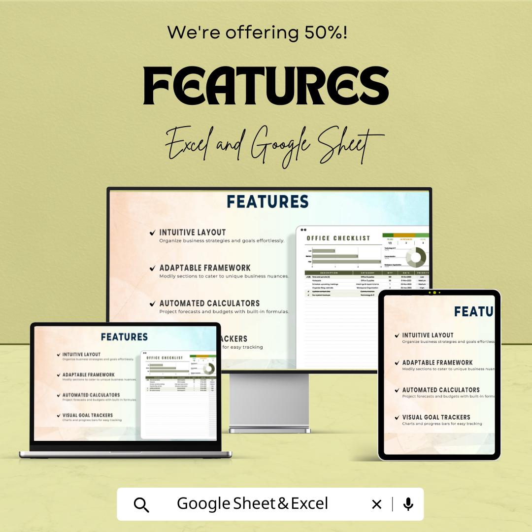 Office Checklist Sheet | Excel and Google Sheets Template | Task Tracker | Business & Admin Organization | Project Management List