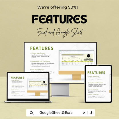 Social Media Engagement Rate Analyzer Template | Social Media Analytics Tracker | Engagement Rate Calculator | Marketing Report Template