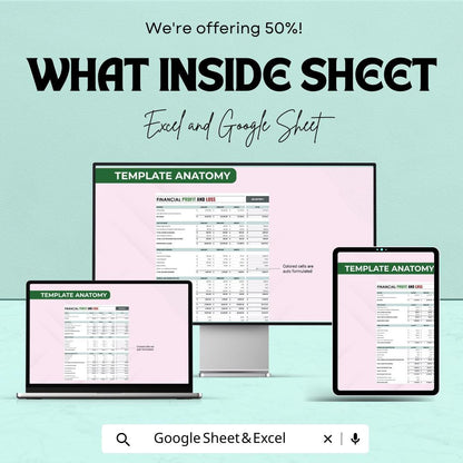 Financial Profit and Loss Sheet | Budget Management and Expense Tracker | Google Sheets | Instant Download for Small Business & Personal Use