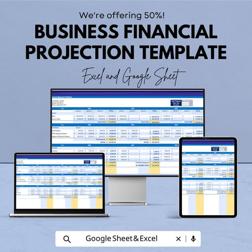 Business Financial Projection Template | Financial Forecast Spreadsheet | Business Plan Financial Model | Excel & Google Sheets |