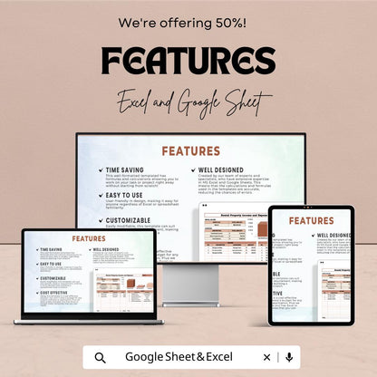 Rental Property Income and Expense Template, Real Estate Cash Flow Tracker, Landlord Spreadsheet, Rental Budget Planner, Excel Google Sheets