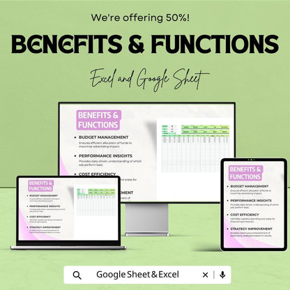 Social Media Advertising Campaign Cost Analysis Template | Ad Spend Tracker Spreadsheet | ROI & Performance Analysis