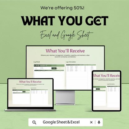 Community Service Log Sheet Template, Volunteer Hours Tracker, Service Hours Form, Editable Excel Google Sheets, Printable Community Log