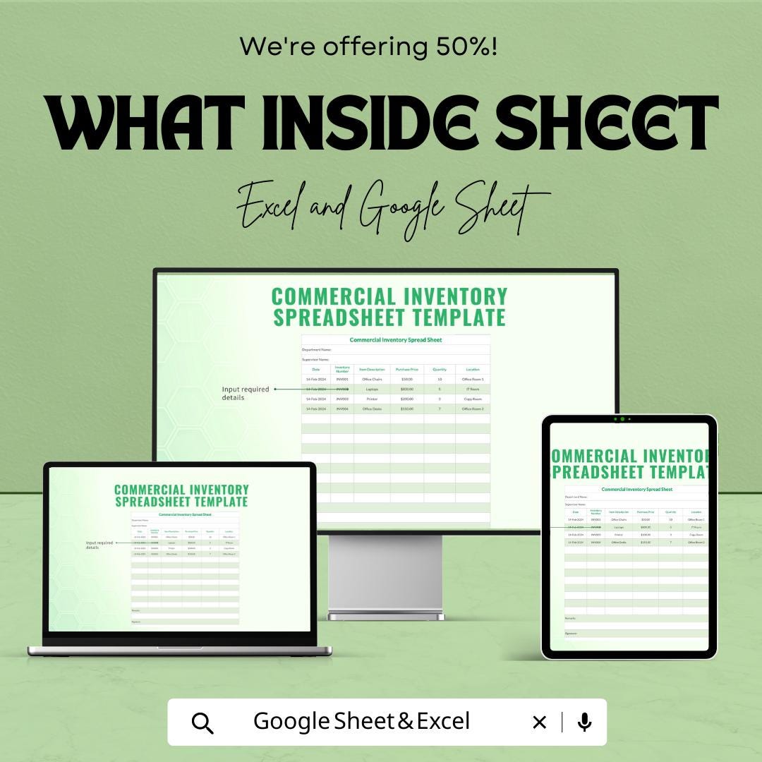 Inventory Reconciliation Template | Excel & Google Sheets Stock Reconciliation Spreadsheet | Inventory Audit Tracker | Stock Adjustment Log