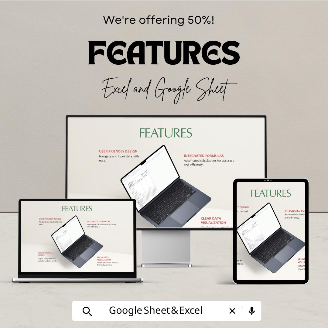 Balance Sheet Template | Financial Statement Excel & Google Sheets | Business Accounting Spreadsheet | Instant Download