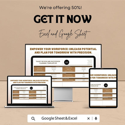 Talent Review & Succession Planning HR Template | Excel and Google Sheets | Employee Performance and Leadership Planning