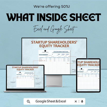 Startup Shareholders Equity Tracker | Cap Table Spreadsheet | Ownership Tracker | Excel & Google Sheets