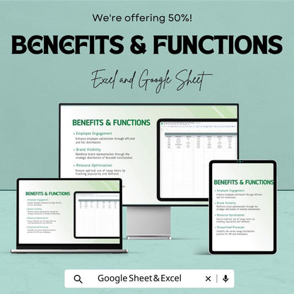 Employee Swag and Merchandise Distribution Tracker HR Template | Inventory Tracker | Excel and Google Sheets HR Tool