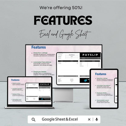 Payslip Payroll Sheet Template – Customizable Excel & Google Sheets for Employee Payslips