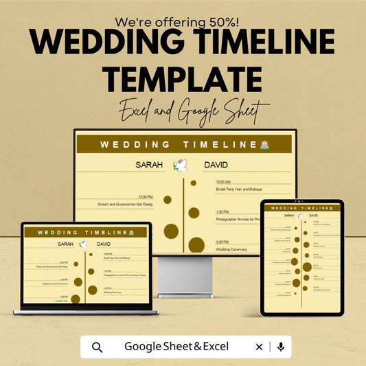 Wedding Timeline Template | Wedding Day Schedule | Bride & Groom Planner | Printable Wedding Itinerary | Wedding Day Organizer