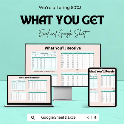 Email Marketing Campaign Tracker Template | Email Metrics Dashboard | Campaign Analytics Spreadsheet | Digital Marketing Planner