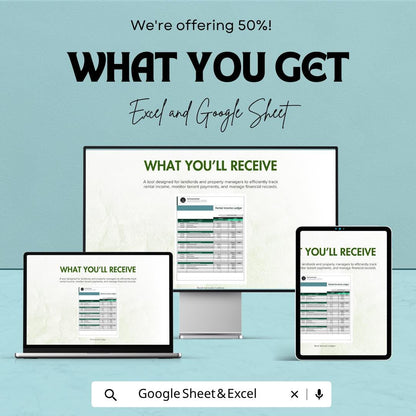Rent Income Ledger Template | Rental Income Tracker Spreadsheet | Landlord Accounting Sheet | Excel & Google Sheets | Property Income