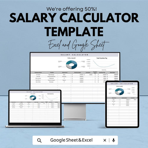 Salary Calculator Template | Payroll Calculator Spreadsheet | Employee Salary Sheet | Monthly Salary Tracker | Payroll Management Template