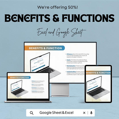 Freelance Project Order Template Excel | Work Order Template | Client Project Tracker | Invoice & Scope Agreement | Google Sheets Editable