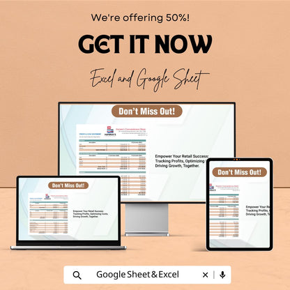 Retail Profit and Loss Sheet for Small Business | Google Sheet Template | Track Revenue & Expenses | Profit Loss Statement Template
