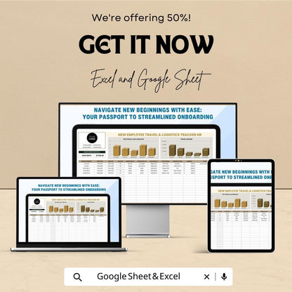 New Employee Travel & Logistics Tracker HR Template | Employee Onboarding Travel Planner | Excel and Google Sheets