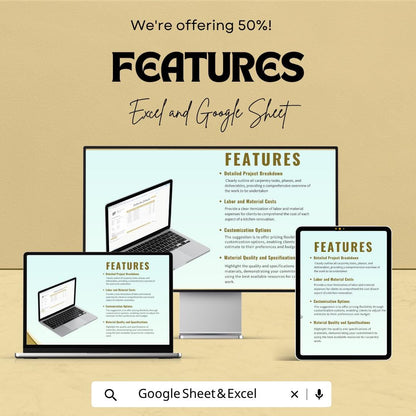 Carpentry Contractor Estimate Template | Construction Estimate Spreadsheet | Woodworking Quote Template | Excel & Google Sheets |