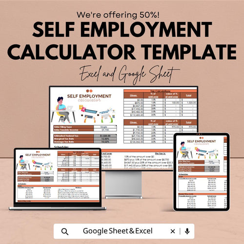 Self Employment Tax Calculator | Freelancer Income Tracker | Business Expense & Tax Estimator | Profit Calculator Spreadsheet