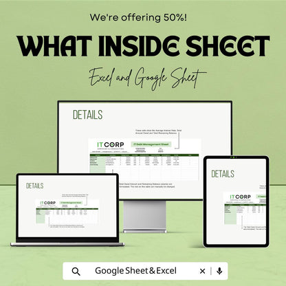 IT Debt Management Sheet Template | IT Debt Reporting Tool | Business Debt Organizer | Payment Tracking Spreadsheet