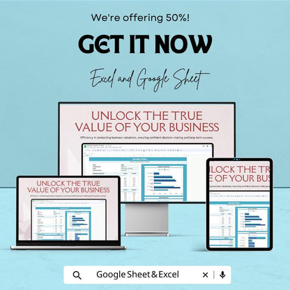 Business Valuation Sheet | Excel and Google Sheets | Financial Metrics Tracker | Business Worth Calculator | Valuation Ratios & Analysis