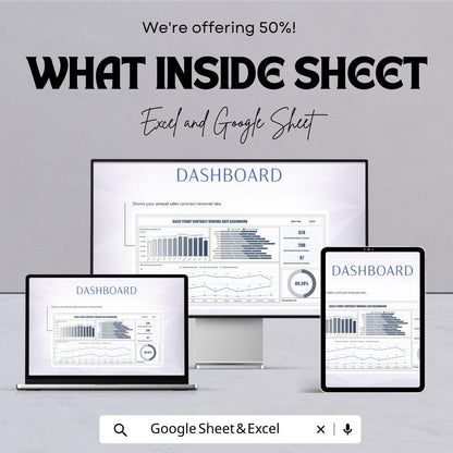 Sales Yearly Contract Renewal Rate Dashboard Template | Sales Analytics & Performance Tracker | Business Renewal Report Template